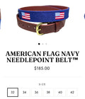American Flag Navy Needlepoint Belt — supplied product reference