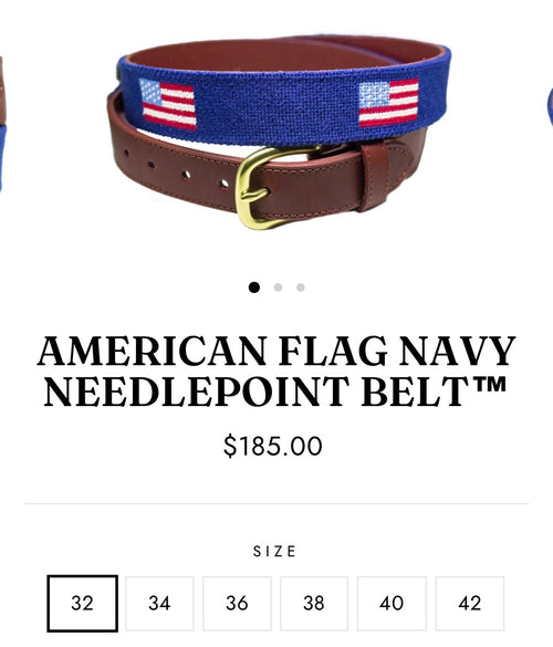 American Flag Navy Needlepoint Belt — supplied product reference