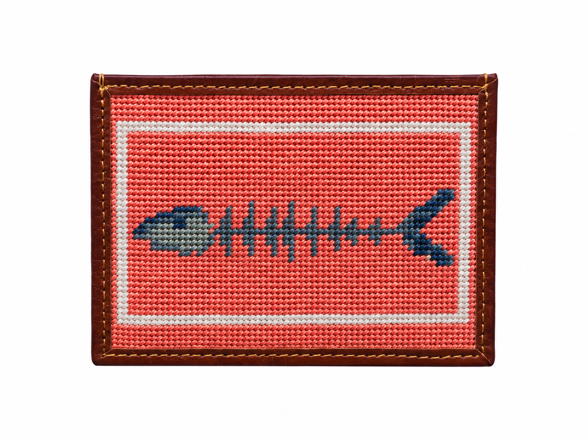 Bone Fish Needlepoint Card Wallet