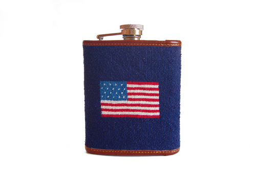 American Flag Needlepoint Flask
