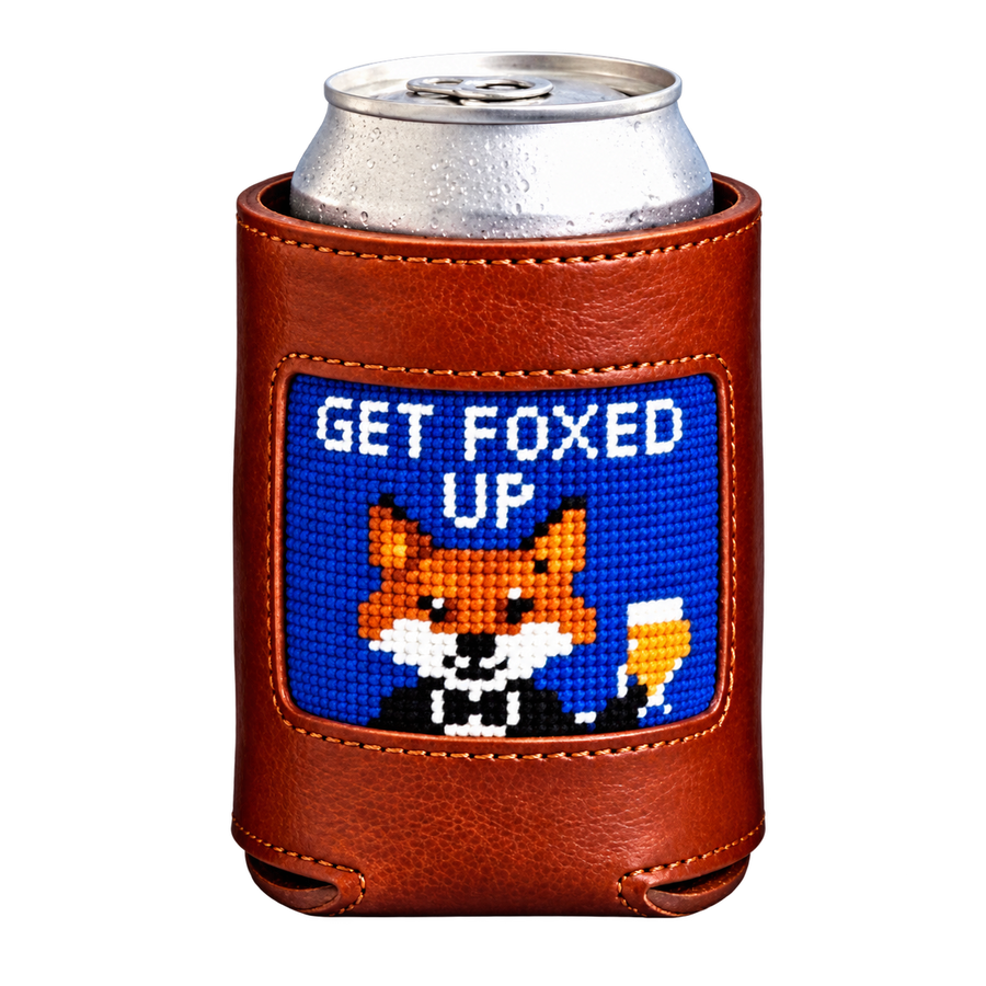 Get Foxed Up Needlepoint Can Cooler