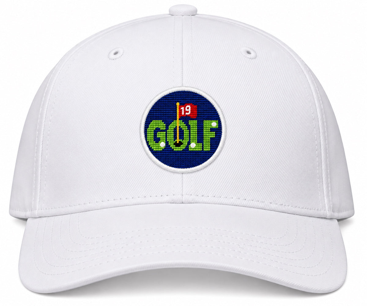 White Golf 19 needlepoint hat