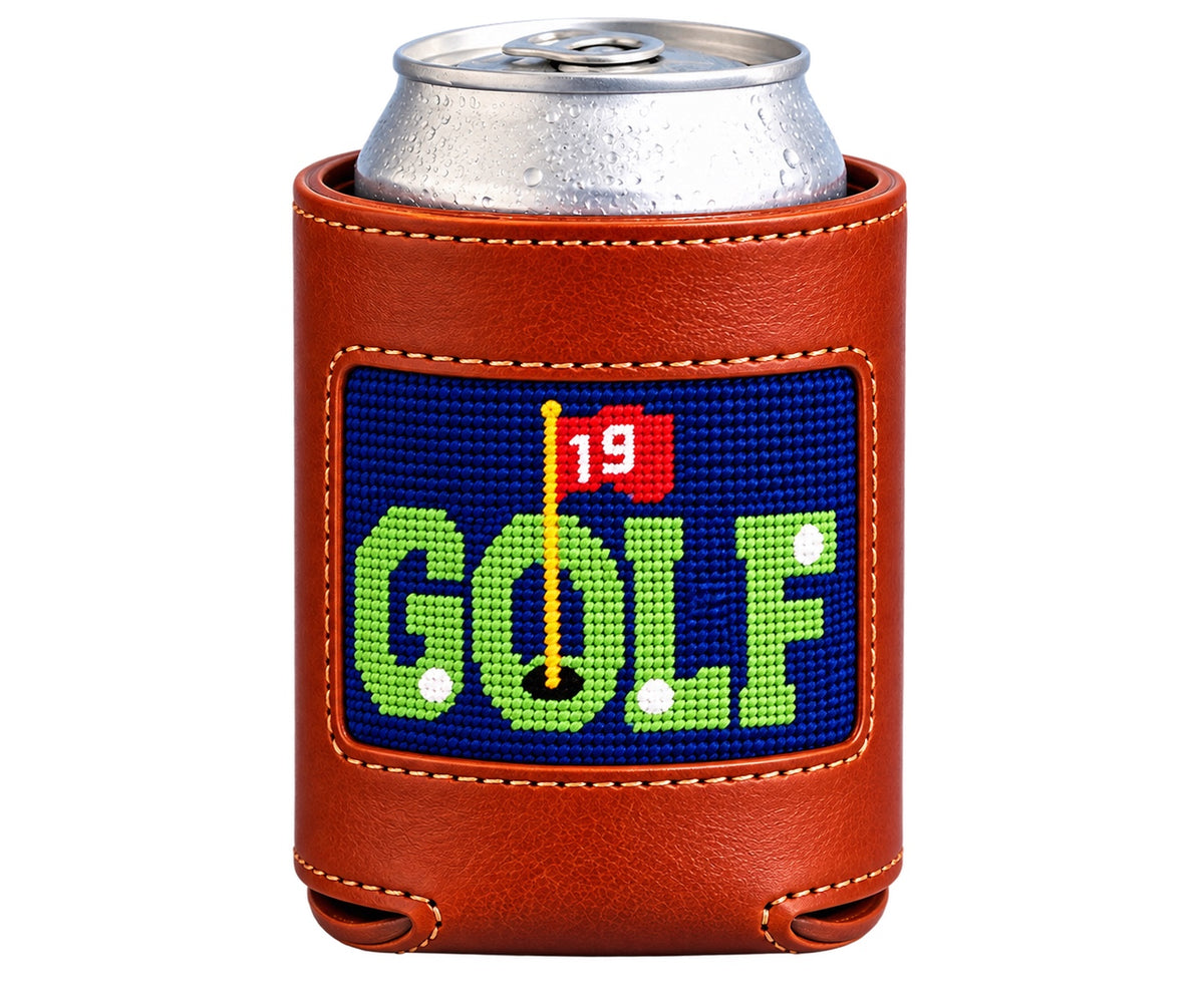 Golf Needlepoint Can Cooler