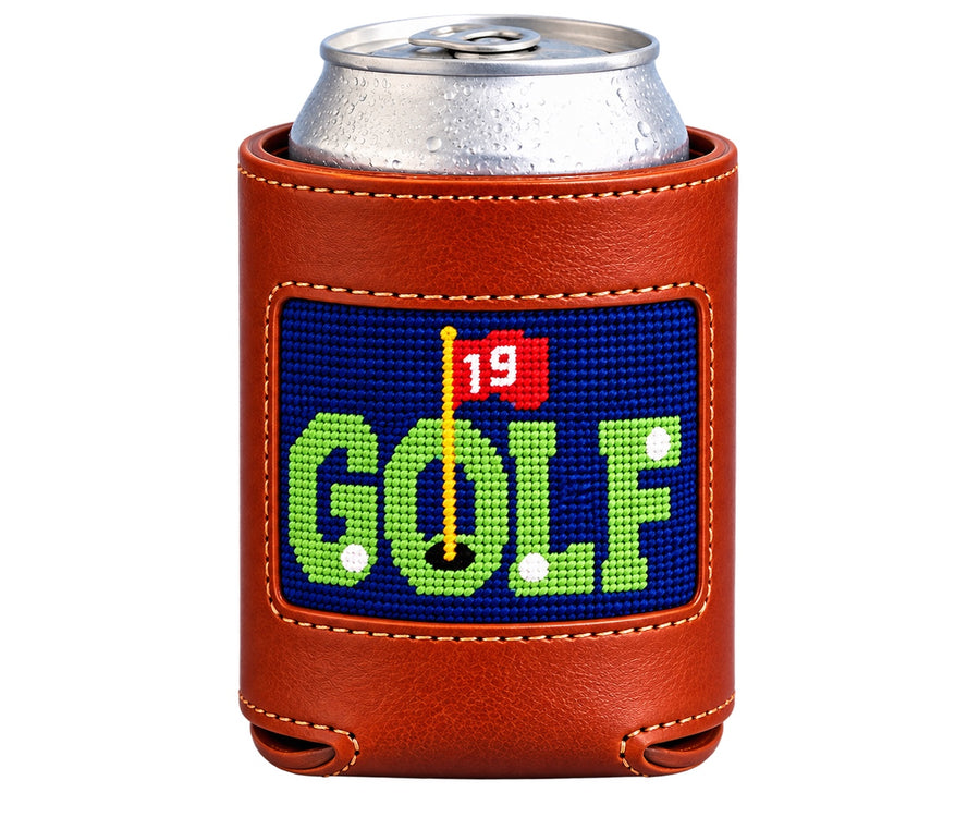Golf Needlepoint Can Cooler
