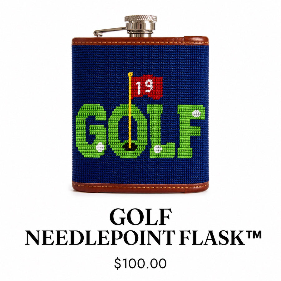 Golf Needlepoint Flask