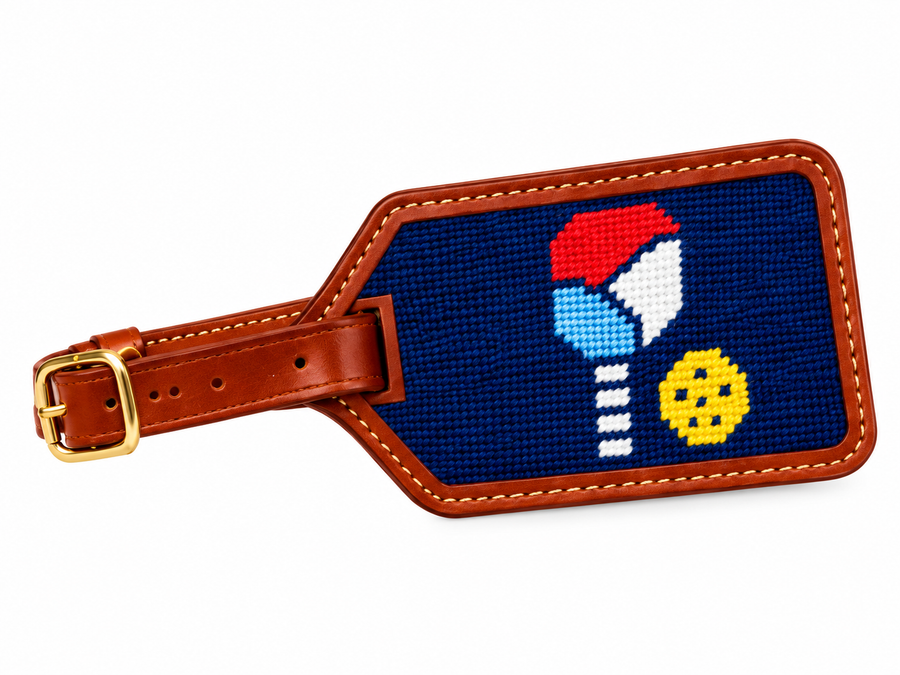 Pickleball Needlepoint Luggage Tag