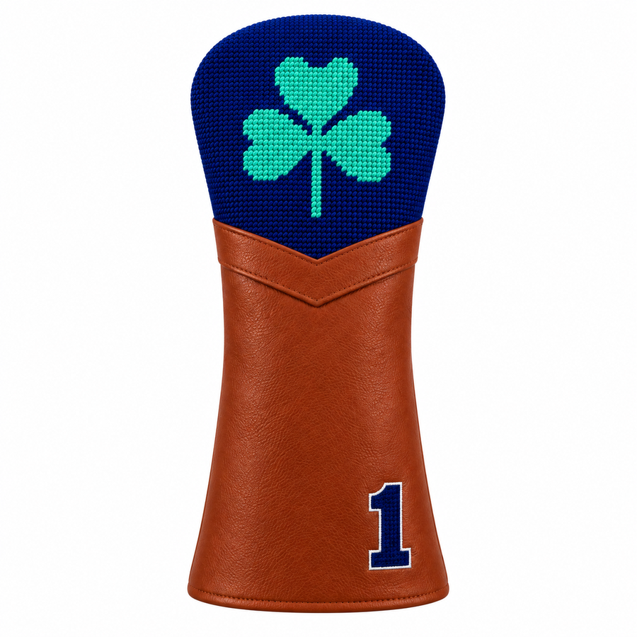 Shamrock on Navy Needlepoint Driver Headcover