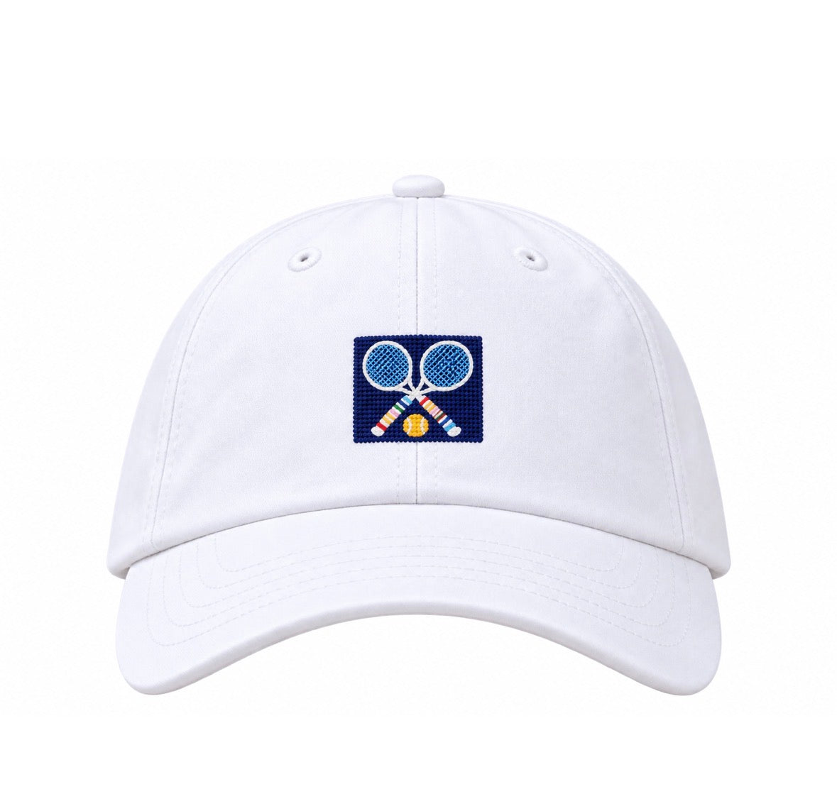 White Tennis Rackets Needlepoint Hat