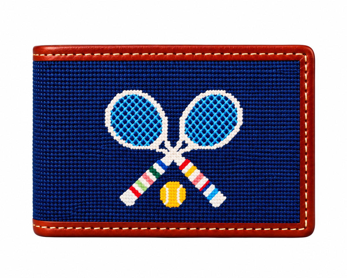 Tennis Rackets Needlepoint Wallet