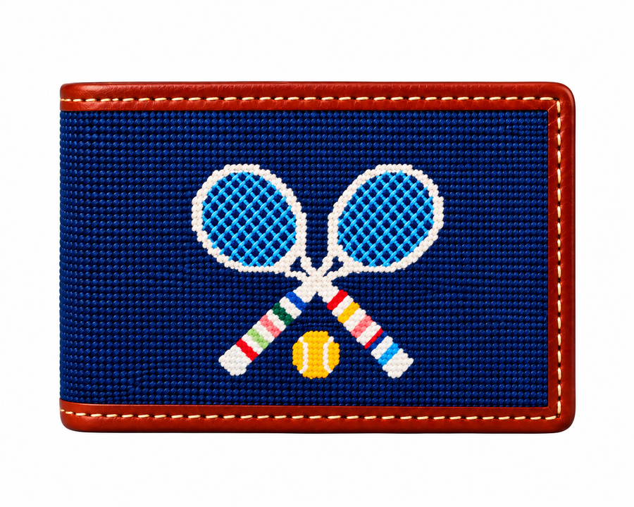 Tennis Rackets Needlepoint Wallet